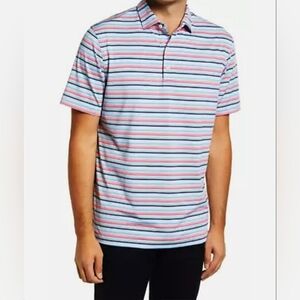 Johnnie-O Tristan Prep Performance Striped Colorful Golf Polo Size XL